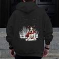 Boston Terrier In The Snow Merry Christmas Winter Men Zip Up Hoodie Back Print, Boston Terrier Christmas Gifts, funny design