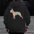 Boston Terrier Watercolor Flowers Men Zip Up Hoodie Back Print, funny design