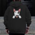 Bull Terrier Pocket Bull Terrier Peeking Out Pocket Men Zip Up Hoodie Back Print, funny design