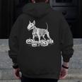 Bull Terrier Skeleton Birthday Halloween Kids Men Zip Up Hoodie Back Print, funny design