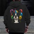 Celebration Event Birthday Party Boston Terrier Men Zip Up Hoodie Back Print, funny design