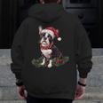 Cute Boston Terrier Dog Christmas Merry X-Mas Graphic Men Zip Up Hoodie Back Print, Boston Terrier Christmas Gifts, funny design