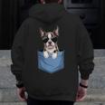 Cute Pocket Boston Terrier Lover Dog Mom Men Zip Up Hoodie Back Print, Couple Gifts, Mom Gifts, Boston Terrier Mom Gifts, funny design