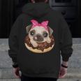 Cute Pug Shirt Donut Girls Dog Men Zip Up Hoodie Back Print, funny design