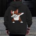 Dabbing Red Boston Terrier Dab Dance Dog Men Women Kids Men Zip Up Hoodie Back Print, funny design
