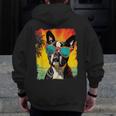 Dog Boston Terrier Hawaiian Men Zip Up Hoodie Back Print, funny design