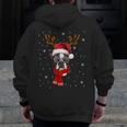 Family Matching Reindeer Xmas Boston Terrier Christmas Men Zip Up Hoodie Back Print, Boston Terrier Christmas Gifts, funny design