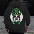 Green Boston Terrier Shamrock St Patricks Day Boston Terrier Men Zip Up Hoodie Back Print, funny design