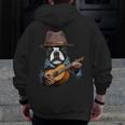 Guitar Shirt Boston Terrier Dog Playing Acoustic Guitar Men Zip Up Hoodie Back Print, funny design