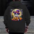Halloween Boston Terrier Dog Breed With Jack O' Lantern Art Men Zip Up Hoodie Back Print, Boston Terrier Halloween Gifts, funny design