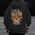Halloween Costume Skull Boston Terrier Dog Lover For Men Women Kids Men Zip Up Hoodie Back Print, Boston Terrier Halloween Gifts, funny design
