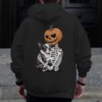 Halloween Skeleton Boston Terrier Men Zip Up Hoodie Back Print, Boston Terrier Halloween Gifts, funny design