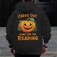 Halloween Teacher Librarian Pumpkin Reading Books Men Women Kids Men Zip Up Hoodie Back Print, funny design