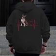 Heartbeat Boston Terrier Dog Men Zip Up Hoodie Back Print, funny design