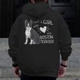 Just A Girl Who Loves Her Boston Terrier Puppy Love Men Zip Up Hoodie Back Print, funny design