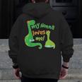 Kids My Nonna Loves Me Dinosaur Grandson Men Zip Up Hoodie Back Print, funny design