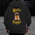 Lovely Harry Pugger Pug Men Zip Up Hoodie Back Print, funny design