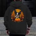 Pumpkin Boston Terrier Costume On Boston Terrier Halloween Men Zip Up Hoodie Back Print, Boston Terrier Halloween Gifts, funny design