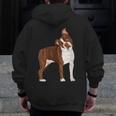 Red Boston Terrier Dog Men Zip Up Hoodie Back Print, funny design
