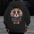 Retro Boston Terrier Dad Men Zip Up Hoodie Back Print, Couple Gifts, Boston Terrier Dad Gifts, funny design