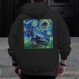Scottish Terrier Starry Night Scotty Dog Art By Aja Men Zip Up Hoodie Back Print, funny design