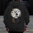 Spooky Halloween Moon Boston Terrier Boston Bull Bostie Men Zip Up Hoodie Back Print, Boston Terrier Halloween Gifts, funny design