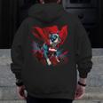 Super Power Superhero Boston Terrier Dog For Men Women Kids Men Zip Up Hoodie Back Print, funny design