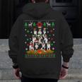 Ugly Sweater Christmas Tree Boston Terrier Dog Xmas Pajama Men Zip Up Hoodie Back Print, Boston Terrier Christmas Gifts, funny design
