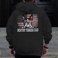 Vintage Boston Terrier Dad American Flag Father's Day Men Zip Up Hoodie Back Print, Couple Gifts, Boston Terrier Dad Gifts, American Boston Terrier Gifts, funny design