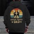 Vintage Boston Terrier Dad Dog Lovers Father's Day Tee Men Zip Up Hoodie Back Print, Couple Gifts, Boston Terrier Dad Gifts, funny design