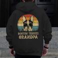 Vintage Boston Terrier Grandpa Dog Lovers Father's Day Men Zip Up Hoodie Back Print, funny design