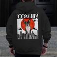 Vintage Japanese Dogzilla Boston Terrier Men Zip Up Hoodie Back Print, funny design