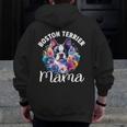Watercolor Floral Boston Terrier Mama Dog Lover Mother's Day For Men Women Girls Kids Men Zip Up Hoodie Back Print, funny design