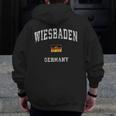 Wiesbaden Germany Vintage Athletic Sports Men Zip Up Hoodie Back Print, funny design