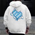 Bavarian Flag As Heart Blue Diamond Bavaria Men Zip Up Hoodie Back Print, funny design