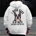 Bostie Mama Dog Dad Boston Terrier For Men Women Men Zip Up Hoodie Back Print, Couple Gifts, Boston Terrier Dad Gifts, funny design