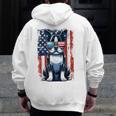 Boston Terrier Dog American USA US Flag Pets Vintage Outfit Men Zip Up Hoodie Back Print, American Boston Terrier Gifts, funny design