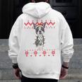 Boston Terrier Dog Santa Hat Men Kids Ugly Christmas Light Men Zip Up Hoodie Back Print, Boston Terrier Christmas Gifts, funny design
