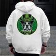 Boston Terrier Dog St Patricks Day Irish Pet Lover Men Women Kids Men Zip Up Hoodie Back Print, funny design