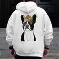 Boston Terrier Dog Wearing Crown For Men Women Girls Kids Men Zip Up Hoodie Back Print, funny design
