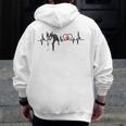 Boston Terrier EKG Heartbeat Heart Line Dog Lovers Men Zip Up Hoodie Back Print, funny design