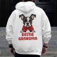 Boston Terrier Grandma Dog Lovers Puppy Bostie Owner Men Zip Up Hoodie Back Print, funny design