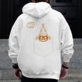 Boston Terrier Halloween Cute Bostie Dog Pocket Boo Men Zip Up Hoodie Back Print, Boston Terrier Halloween Gifts, funny design