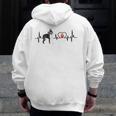 Boston Terrier Heartbeat Heart Line Men Zip Up Hoodie Back Print, funny design