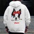 Boston Terrier Mum Dog Woman Idea Men Zip Up Hoodie Back Print, funny design