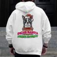 Boston Terrier Santa Claus Christmas Dog Men Zip Up Hoodie Back Print, Boston Terrier Christmas Gifts, funny design