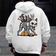 Boston Terrier Skeleton Mummy Witch Halloween Men Zip Up Hoodie Back Print, Boston Terrier Halloween Gifts, funny design