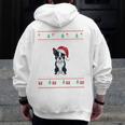 Boston Terrier Wearing Santa Hat Ugly Xmas Dog Lovers Men Zip Up Hoodie Back Print, funny design