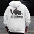 Cute Boston Terrier Boston Mama Men Zip Up Hoodie Back Print, funny design