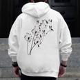 Dandelion Boston Terrier Flower Floral Bostie Tree Men Zip Up Hoodie Back Print, funny design